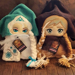 Frozen Princess, Queen or Snowman Inspired Hooded Towels with optional Personalization