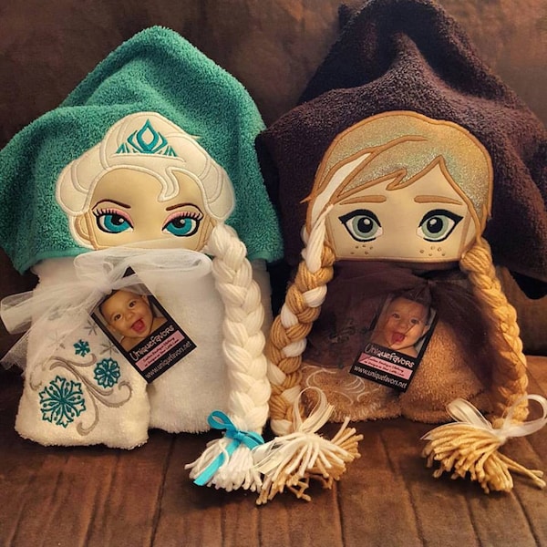 Serviettes à capuche inspirées de la reine des neiges, princesse, reine ou bonhomme de neige avec personnalisation facultative