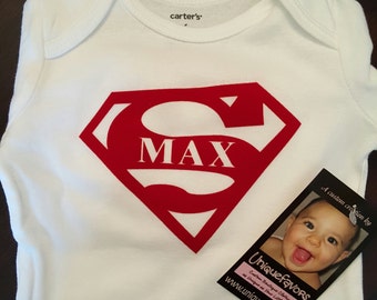 Superhero Inspired custom design baby onesie! Personalized! Many colors & finish options!