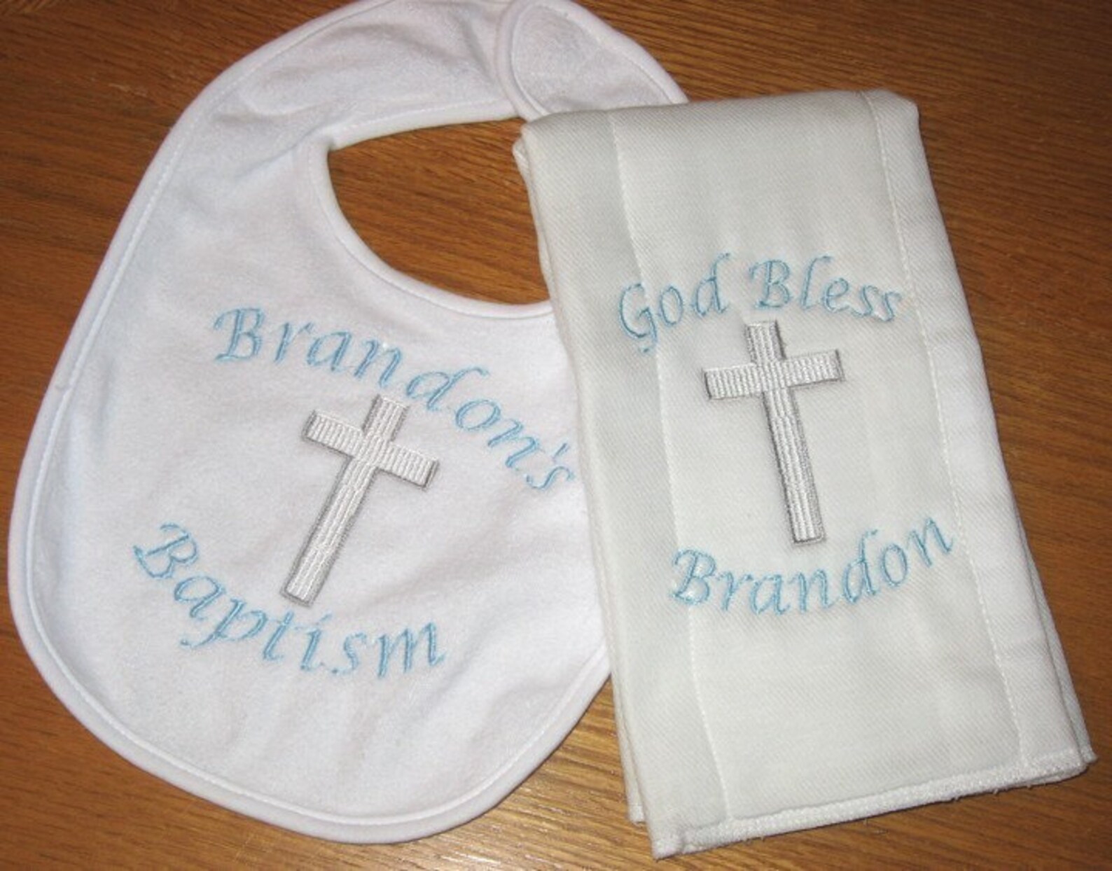 Baby Baptism or Christening Gift Personalized Embroidery Bib Etsy