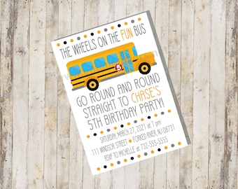 Personalized Fun Bus theme invitation. FILE DOWNLOAD only. DIGITAL file