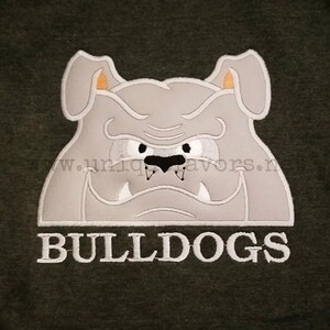 Custom Bulldog embroidery. Optional personalization Available on hooded towels & more Team mascot gear too image 1