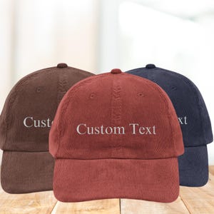 Custom Embroidered Text Hat, Corduroy Hat, Vintage Corduroy Hat, Baseball Cap, New Dad Mom Gifts, Bachelorette Hat, Gift for her him