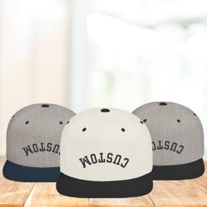 Custom Upside Down Text Hat, Two Tone Embroidered Hats, Personalized Hat, Embroidered Baseball Cap