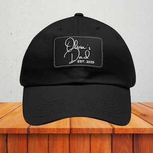 Gorra de papá personalizada con nombre de niño, regalos para el Día del Padre, gorra de papá con parche de cuero, gorras de béisbol para papá, gorras de papá personalizadas, regalo para papá
