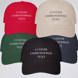 Embroidered Text Baseball Cap, Custom Text Hats, Personalized Unisex Dad Hat