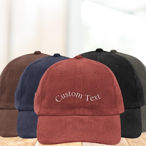 Embroidered Text Custom Hat, Corduroy Hat, Personalized Cap, Vintage Corduroy Hat, Gift For New Dad Mom, Gift For Bride, Bachelorette