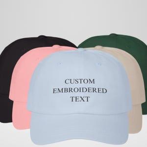 Personalized Text Embroidered Hats, Custom Baseball Cap, Adjustable Hat, Custom Text Hat, Personalized Dad Hat