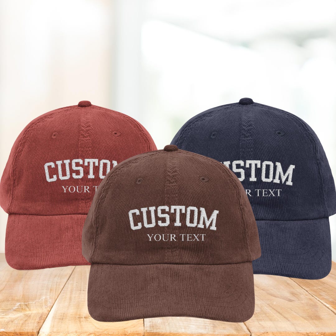 Custom Monogram Hats, Embroidered Text Hats, Corduroy Hat, Personalized ...