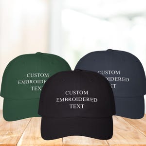 Personalized Text Embroidered Unisex Baseball Cap, Adjustable Hat, Custom Text Hat, Custom Unisex Dad Hat
