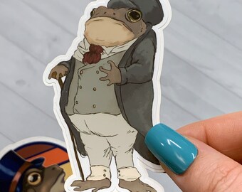 Fancy Frog in Top Hat Sticker: Victorian Frogcore Matte Vinyl Decal