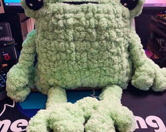 Made to Order Large Fluffy Plush Frog Throw Pillow, Decorative Emotional Support Anxiety Snuggle Friend