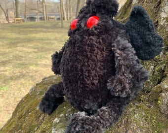Extra Soft and Fluffy Crocheted Plush Mothman Doll, Stuffed Animal Cryptid Monster, Made to Order