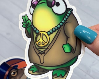 Groovy Hippie Frog Sticker: Boho Toad Art for Laptop, Water Bottle
