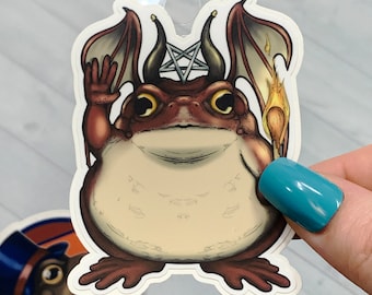 Baphomet Toad Vinyl Sticker: Devil Tarot Frogcore Design