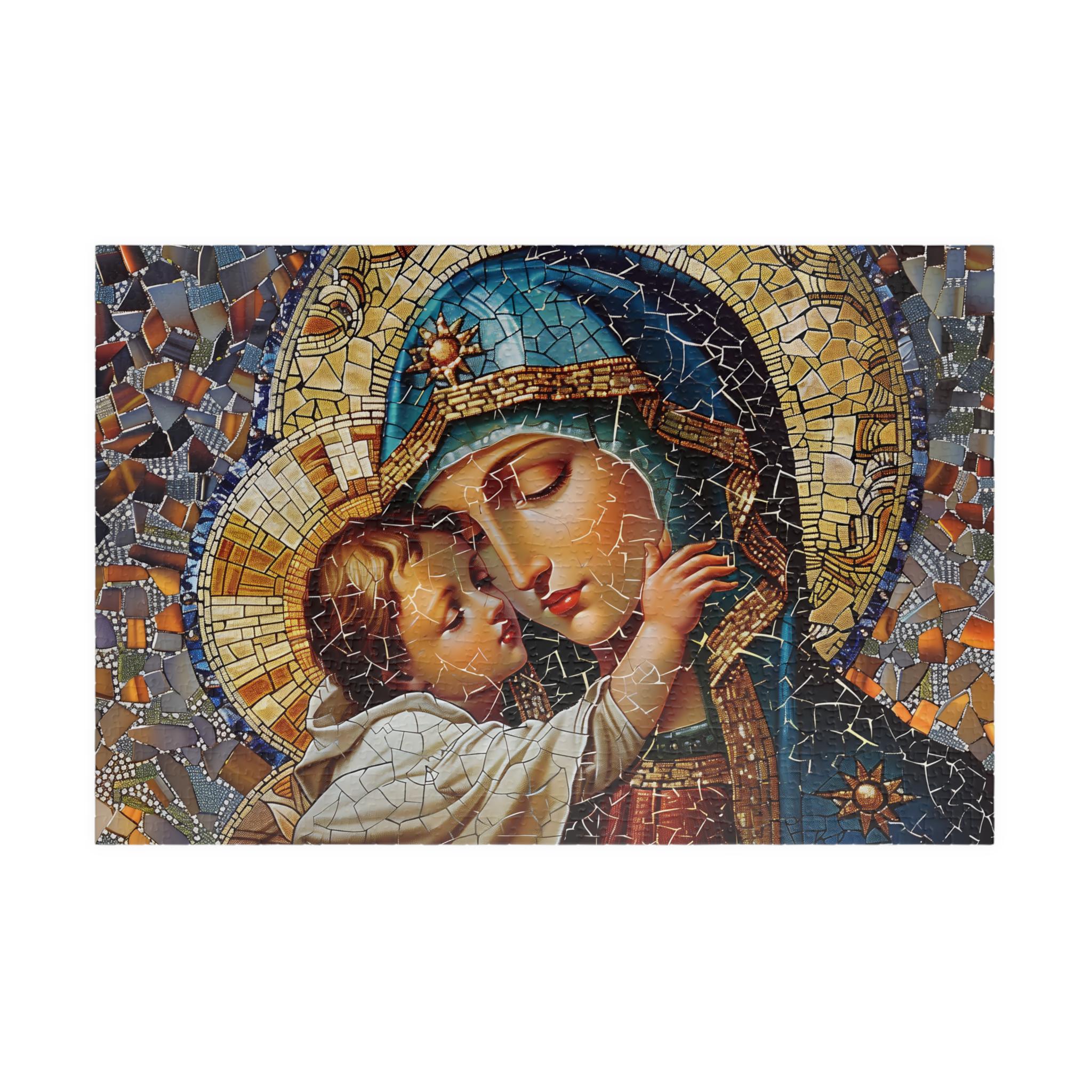 Madonna and Child Jigsaw Puzzle | Stained Glass Mosaic | Religious
