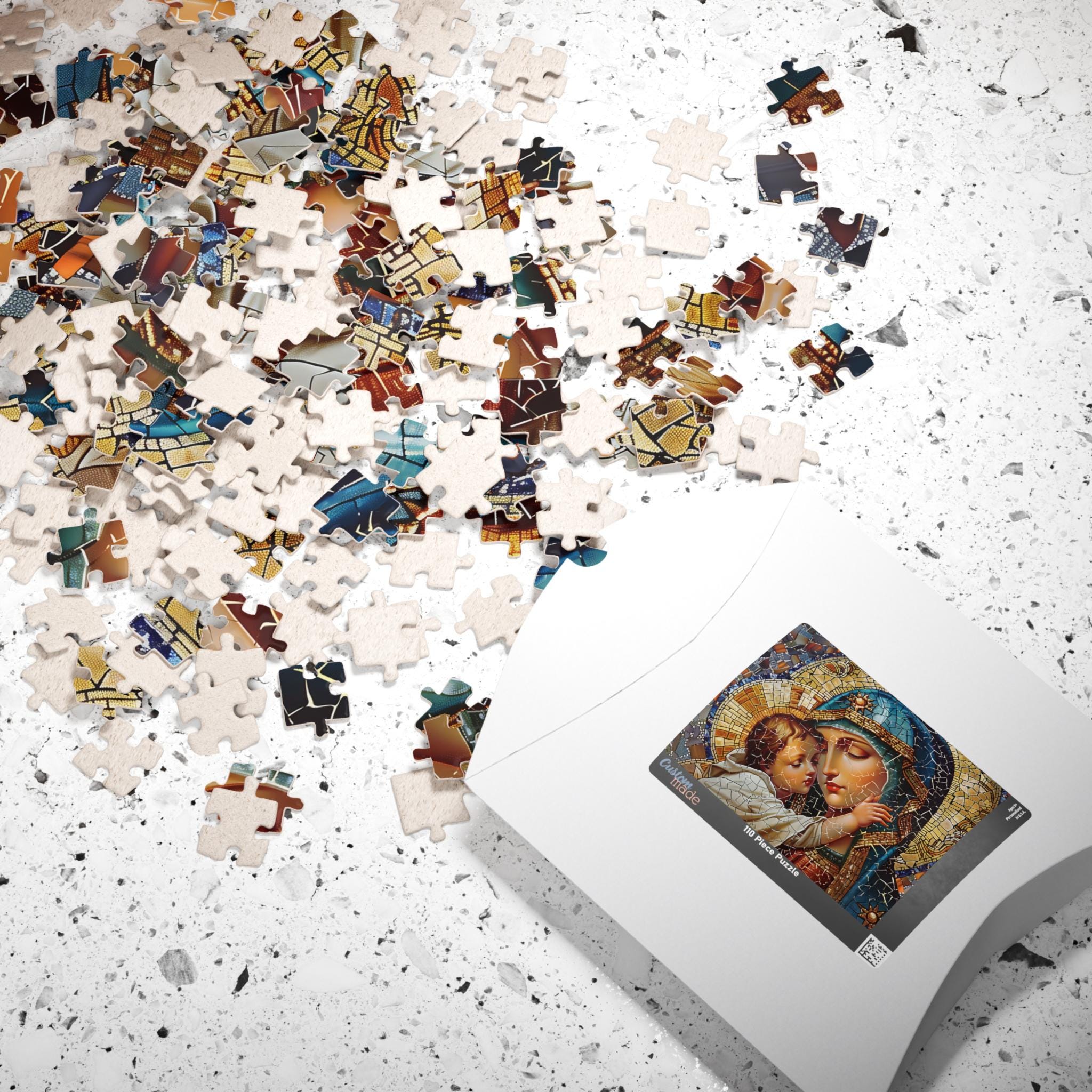 Madonna and Child Jigsaw Puzzle | Stained Glass Mosaic | Religious