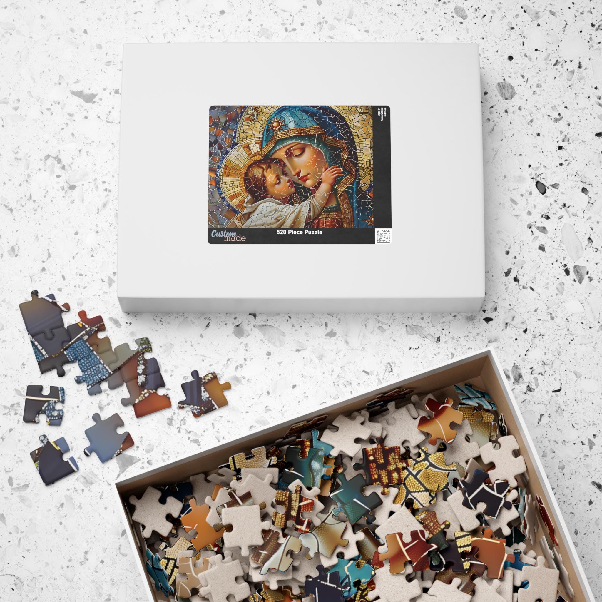 Madonna and Child Jigsaw Puzzle | Stained Glass Mosaic | Religious
