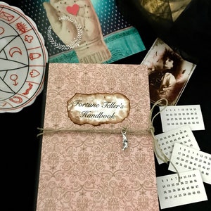 Pocket-size Antiqued Fortune Tellers Handbook, Palm Reader, Crystal Ball, Tea Leaves, Numerology