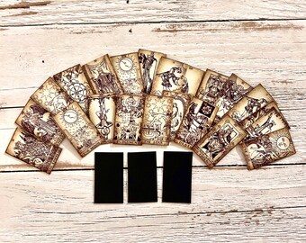 Special Edition - TINY Antiqued Tarot Card Deck, Black back, Major Arcana Only