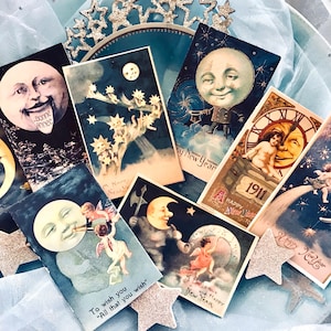 Vintage MOONS, Fortune Teller Cards, Set of 8