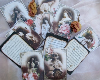 Vintage Gypsies Fortune Teller Cards, Sepia, Gypsy Rose Series, SET OF 8