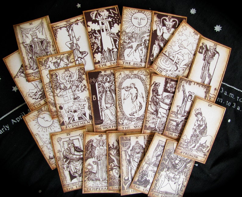 Mini Pocket Tarot Cards, Sepia, 22 MAJOR ARCANA ONLY 