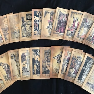 Medium Size - Antiqued Tarot Cards, vintage, color-tinted, 22 MAJOR ARCANA ONLY