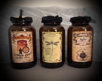 VINTAGE-look Amber Poison Jars, Witch Apothecary