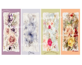 DIGITAL ART Instant Download ~ 8 Book marks 2.5x6inch - Beautiful Florals and inspirational / motivational Words. Books Reading Flowers