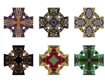 DIGITALE Kunst druckbare 6 CELTIC Kreuz Hintergründe Hintergrund Collage Scrapbooking Papiere Junk Journaling Tags Kaleidoskop