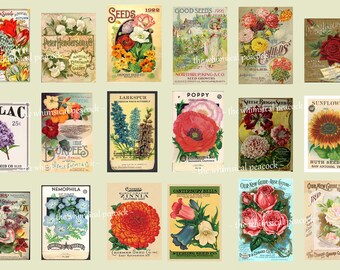 PRINTABLES Instant Download ~18 weitere detaillierte Drucke Vintage Seed Packets & Kataloge v2 Tags Journal Scrapbook Seiten Notizbuch Karten Papier