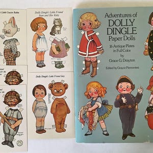 Set vintage incompleti di bambole di carta e cartoline Dolly Dingle