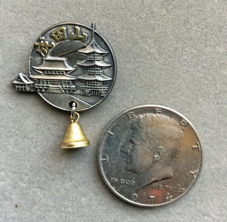 Buddhist Temple Souvenir pin from Narita Mountain with bell