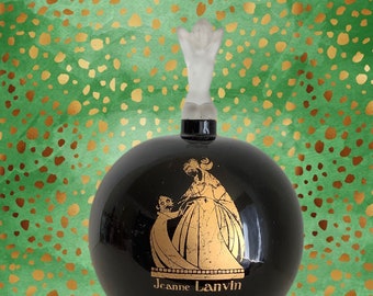 Grande étiquette en or noir Lanvin flacon (flacon factice d’affichage / sans bouchon) et bouchon Isadora Duncan - lot de parfum