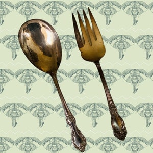Reed & Barton Tiger Lily large serving fork PLUS Wm Rogers Grand Elegance Extra Plate serving spoon