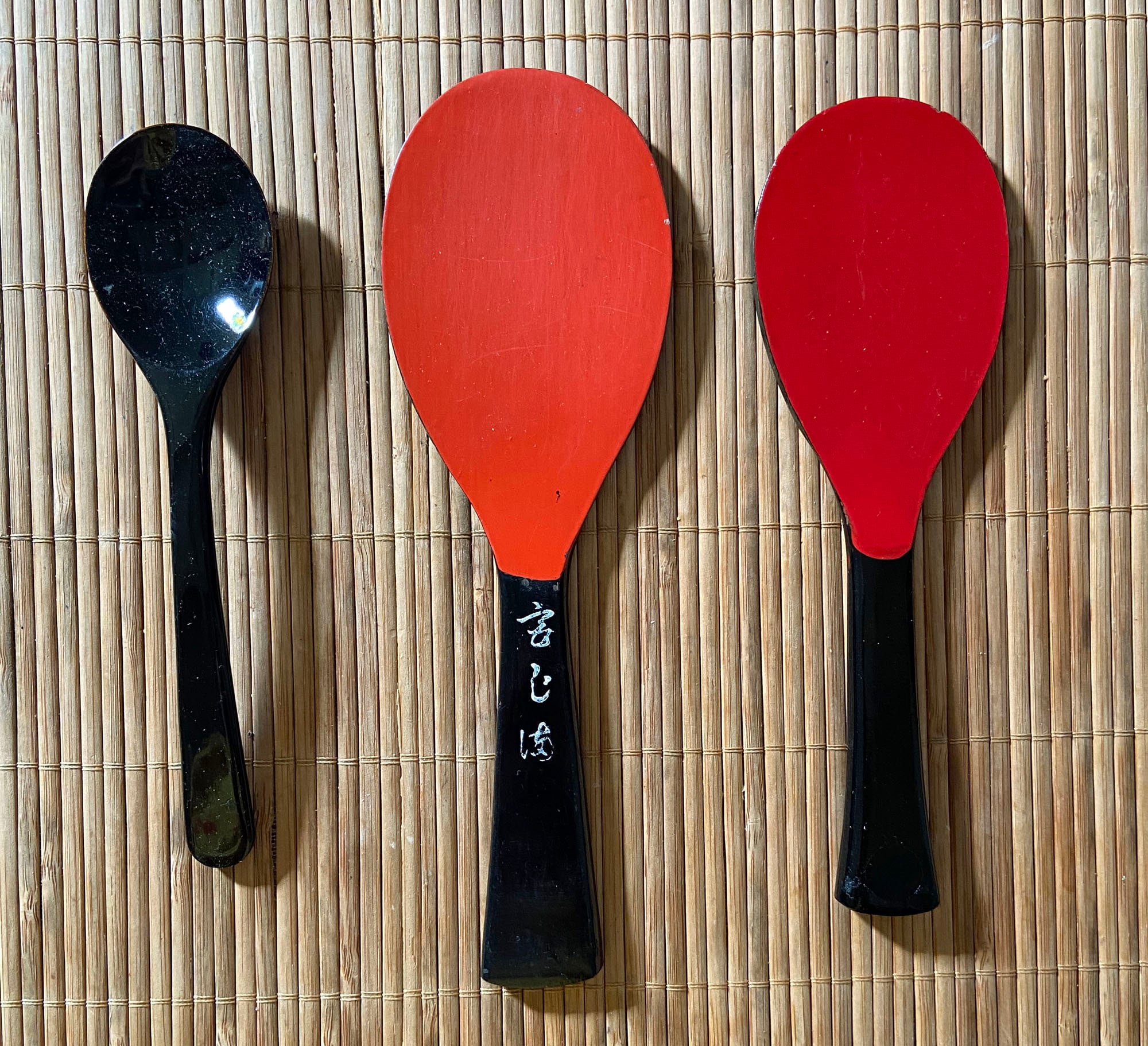 Japanese Hand-carved Wooden Rice Paddle Shamoji Vtg Large Spoon