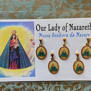 Five tiny medals of Our Lady of Nazareth (Nossa Senhora da Nazare) from Brazil