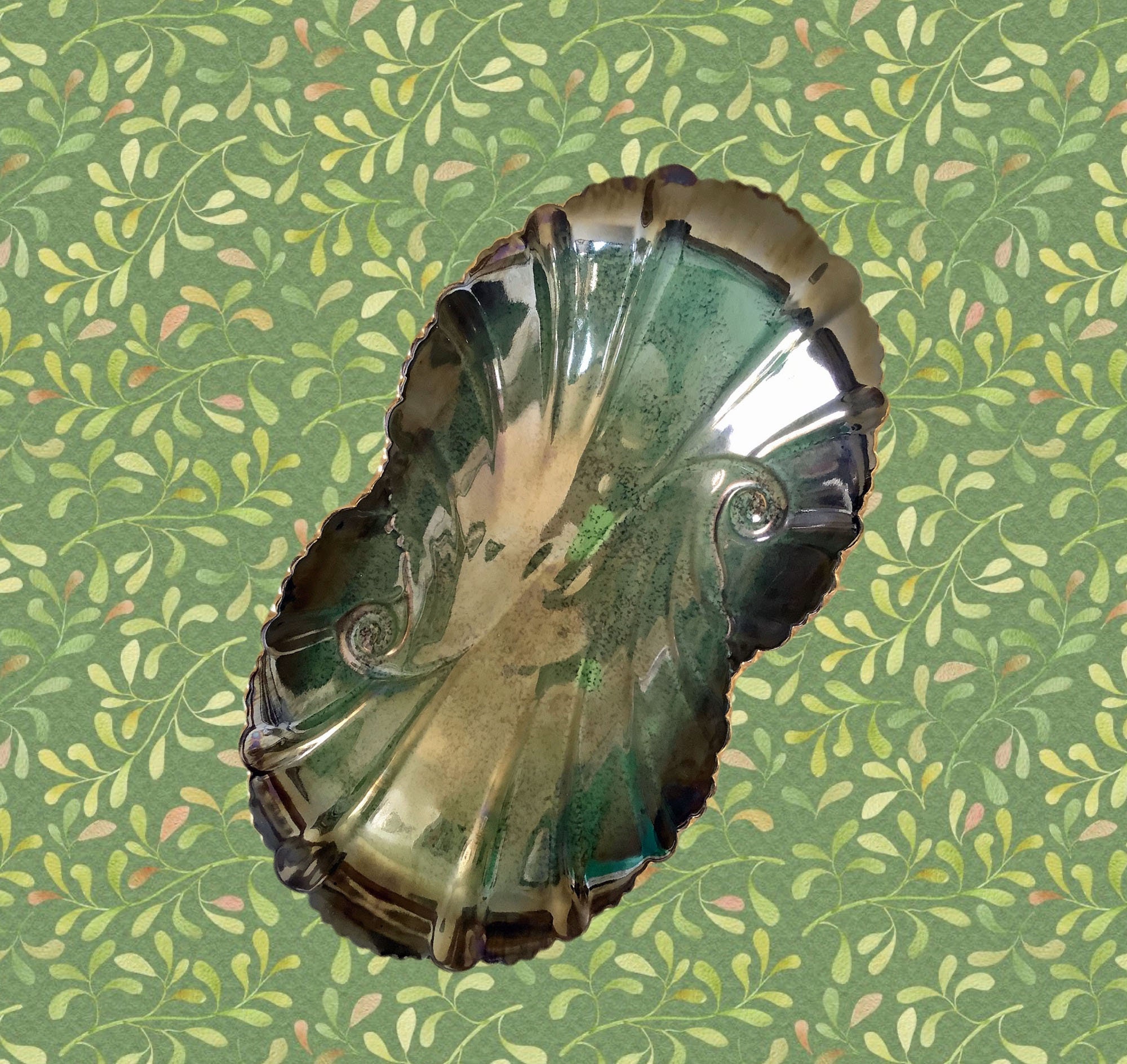 Carlton Ware England Vert Royale bowl - green lustre and gold