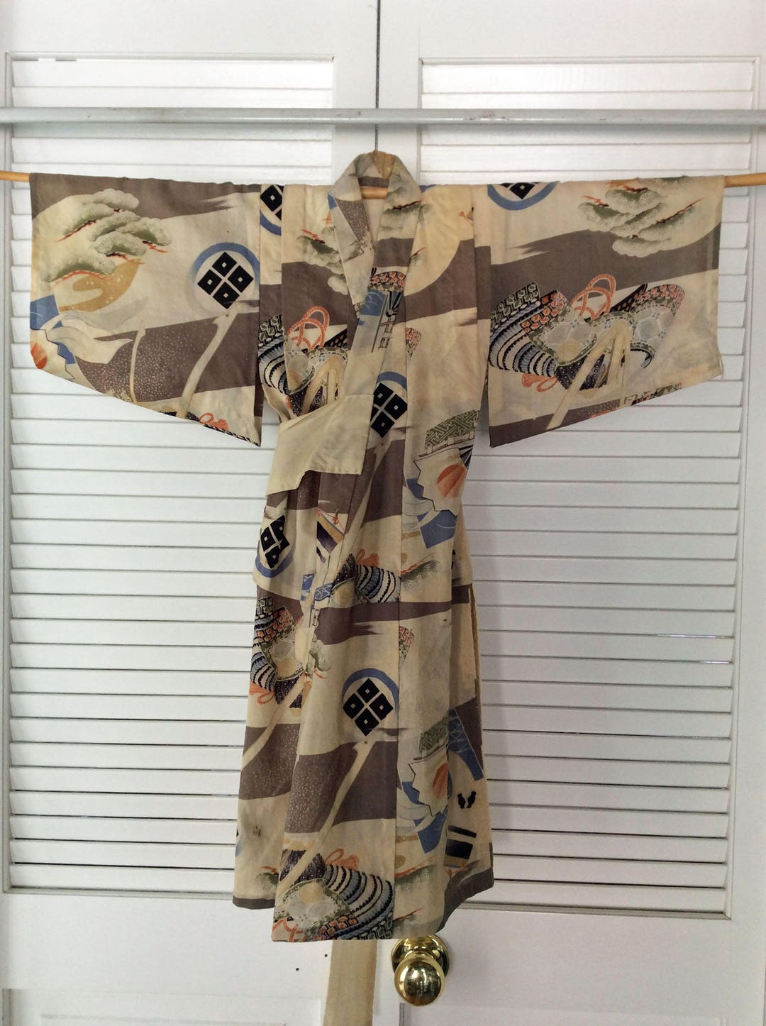 Vintage Baby Boy Kimono With Symbols of Family Crest Kabuto Etsy