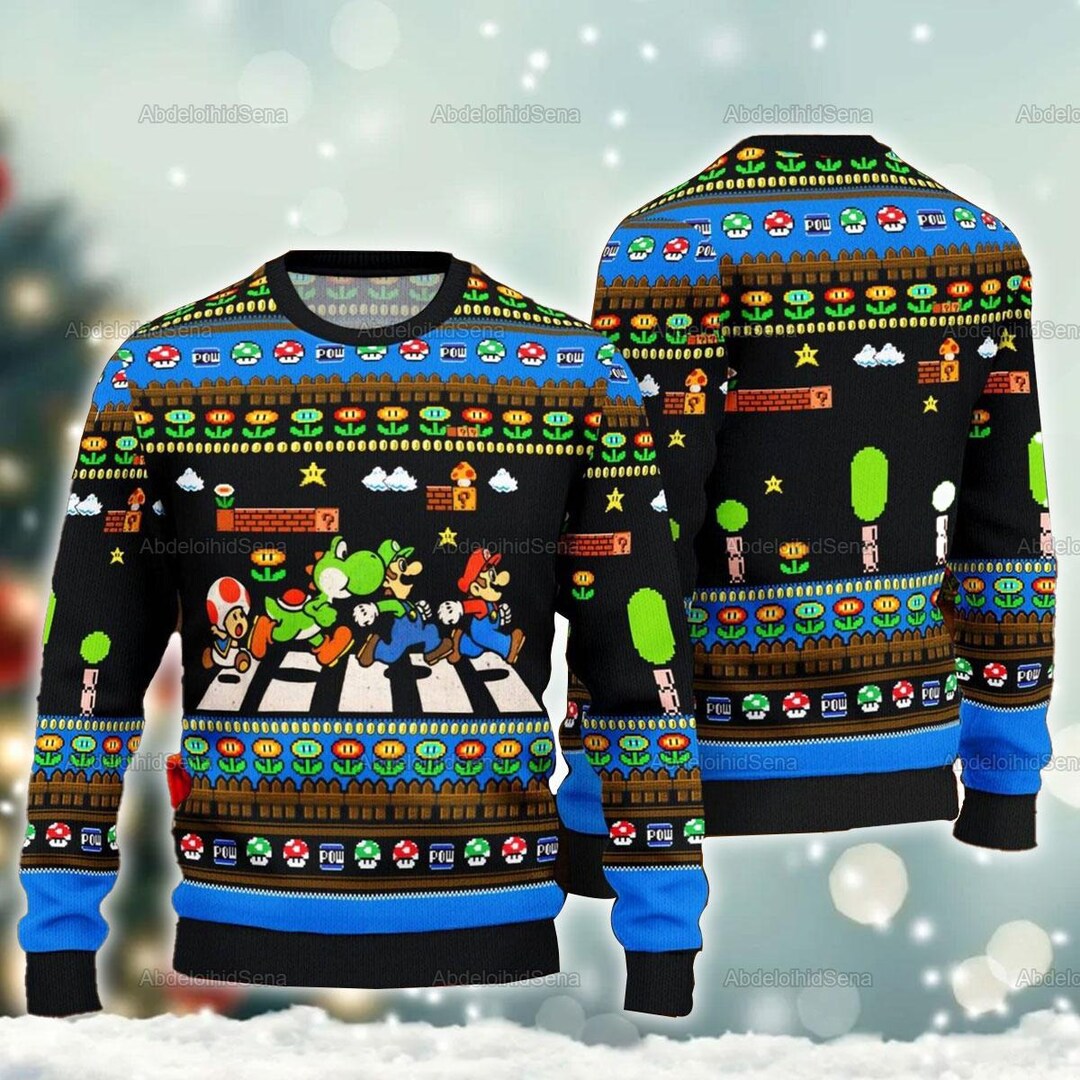 Super Mario Ugly Sweater, Super Mario Video Game Christmas Sweater
