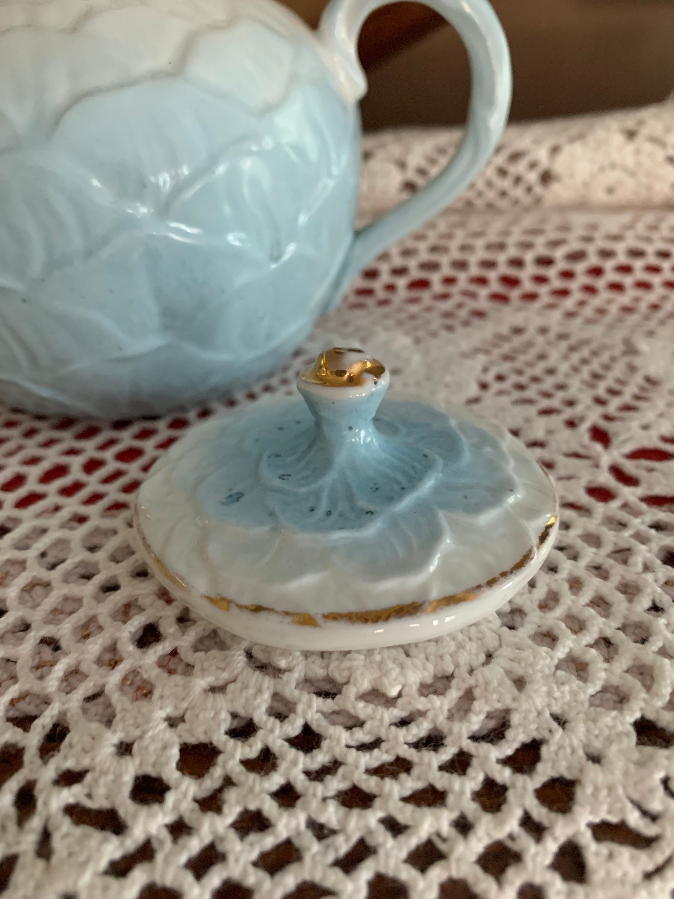 Vintage Pastel Blue and White China Teapot Flower Shape | Etsy