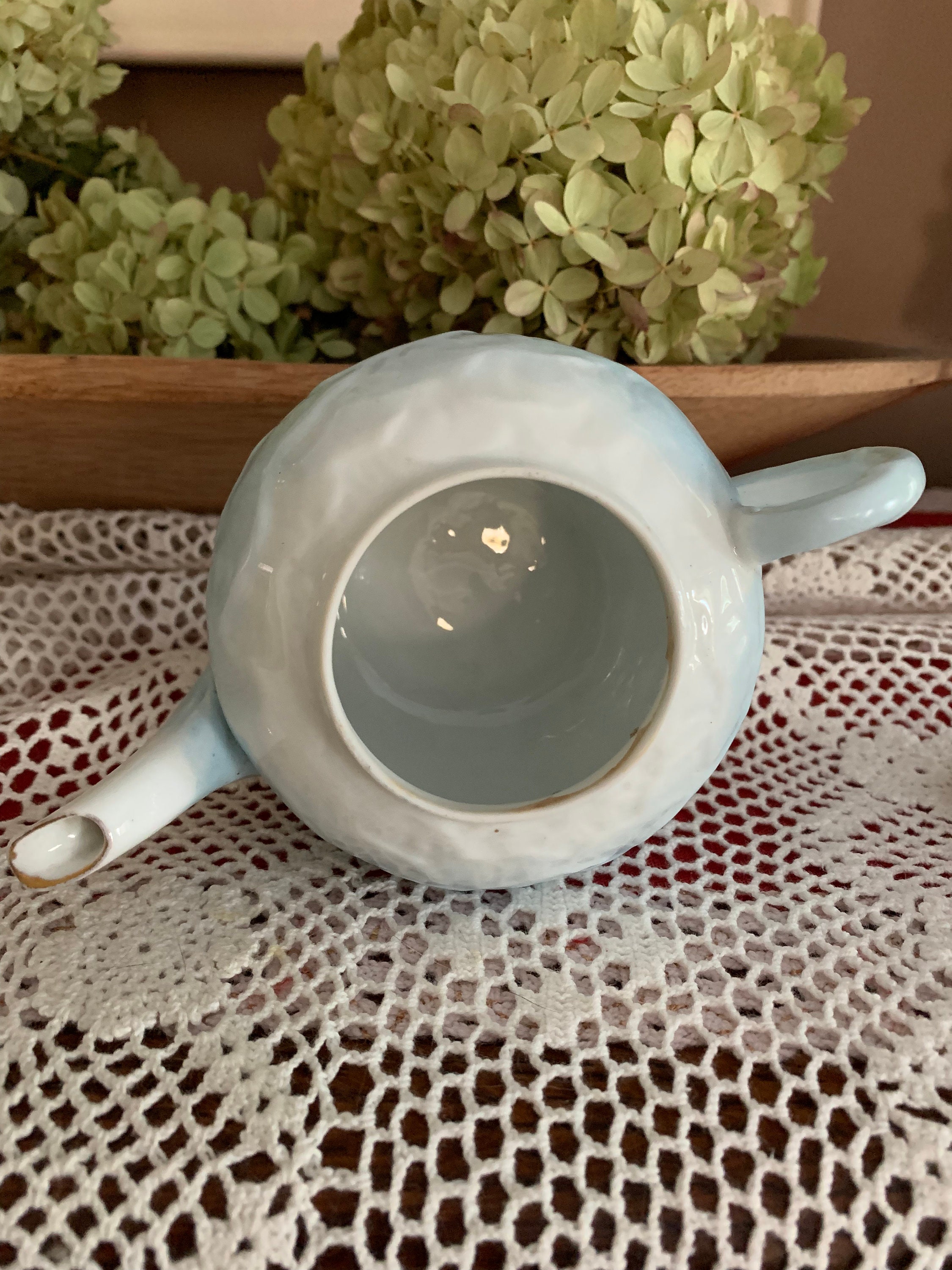 Vintage Pastel Blue and White China Teapot Flower Shape | Etsy