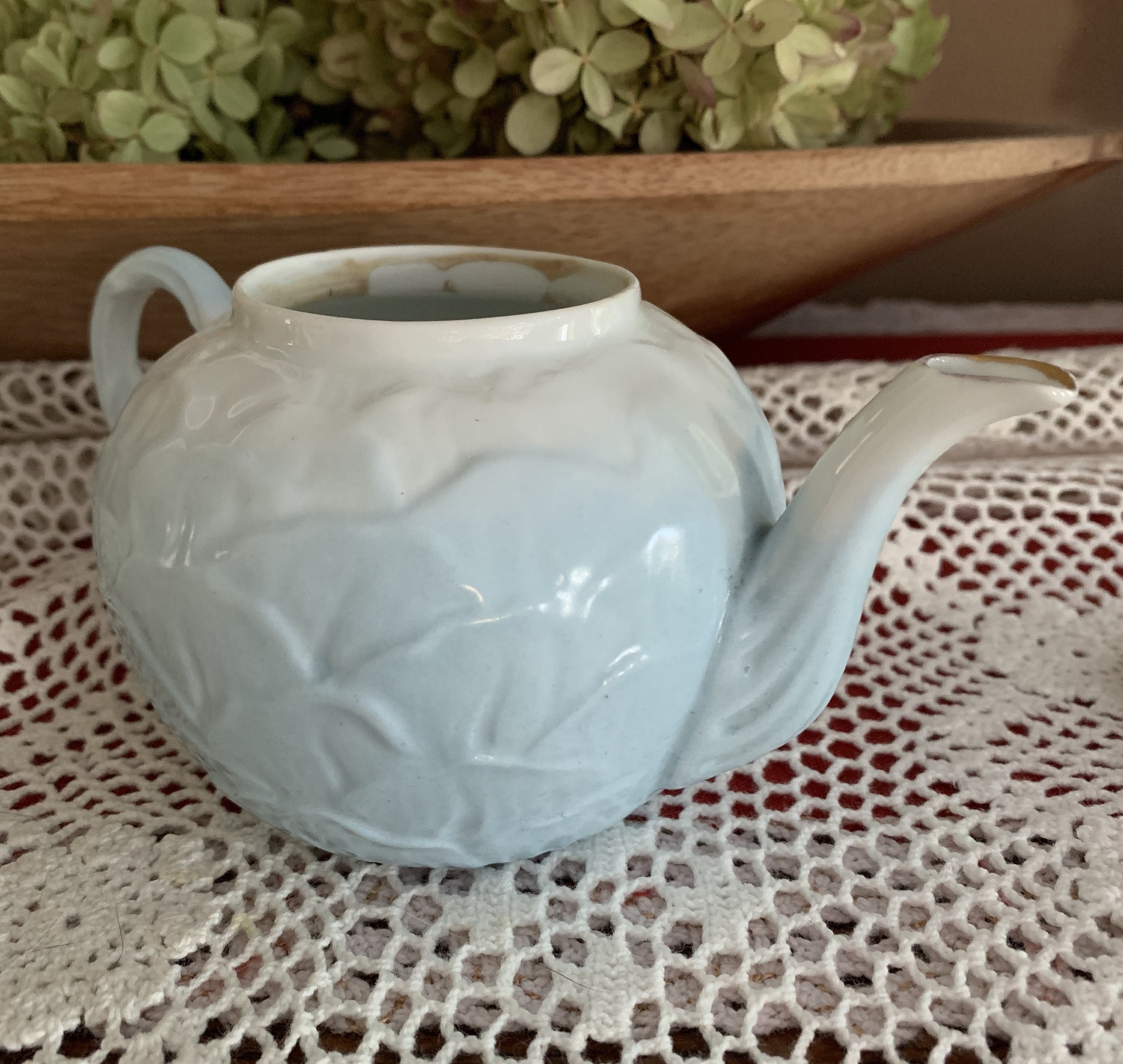 Vintage Pastel Blue and White China Teapot Flower Shape | Etsy