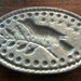 Vintage Antique Early 1900's Oval Aluminum Metal Cookie Mold Marzipan Mold Primitive Bird and Vine Design