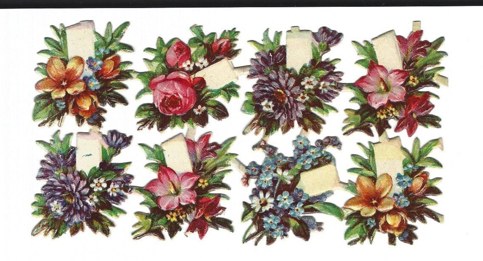 Antique German Paper Scrap Die Cut Floral Bouquets With Blank Etsy