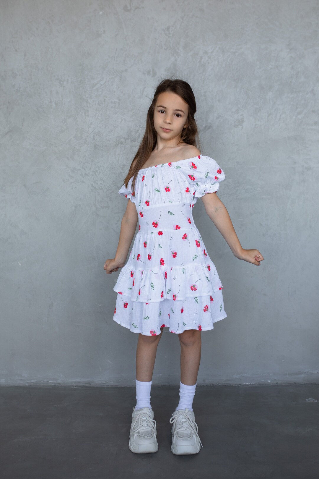 Girls Checkered Printed Cotton Summer Dress