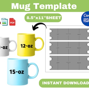 11 Unzen 12 Unzen 15 Unzen Mug Template Bundle, 11 Unzen 12 Unzen 15 Unzen Mug Wrap-Vorlage, Sublimationsvorlage Becher, Cup-Vorlage, Becherverpackung png, Becheretiketten, ziehen Canva