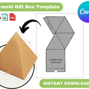 Pyramid Gift Box Template, Pyramid Favor Box, Cone Candy Box Template ...