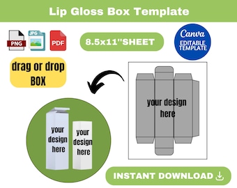 Lip gloss Box template, Lip gloss Box SVG, Lip gloss , Lip Gloss box , Box, Gloss box SVG, DIY Lipgloss packaging, lip gloss sublimation,